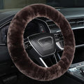 Soft Fluffy Sheepskin Car Steering Wheel Cover for Universal Auto Vehicle Women Man 14 1/2 inch-15 1/2inch Fuzzy Accessories 