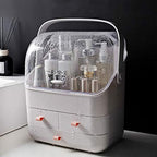LINFIDITE Cosmetic Storage Box with Lid Waterproof&Dustproof Makeup Organizer Box Portable Handle,Large Makeup Display Case w