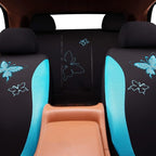 Flying Banner Butterfly car seat Covers ful Set Fashion Universal Lady Woman Female Rear Bench Back Split Colorized (Mint Blu