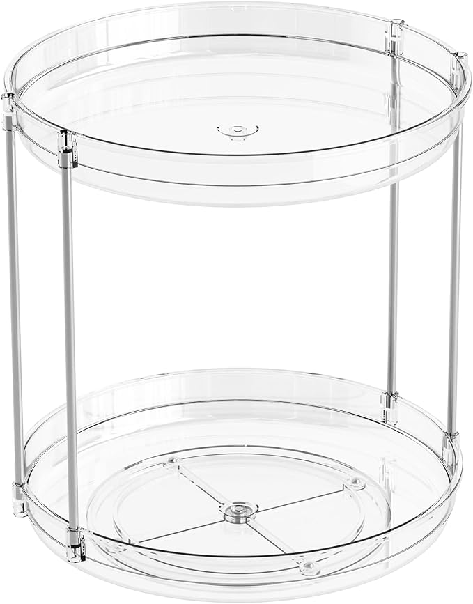 Yieach Clear 360 Rotating Bathroom Counter Organizer,2 Tier Spinning Perfume Organizer and Makeup Tower for Lotion,Hair,Face 