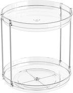 Yieach Clear 360 Rotating Bathroom Counter Organizer,2 Tier Spinning Perfume Organizer and Makeup Tower for Lotion,Hair,Face 