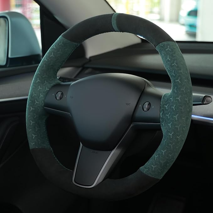 MEWANT Hand Stitched Steering Wheel Cover for Tesla Model 3 2017-2023 / Model Y 2020-2023 for Tesla Model 3/Y Accessories