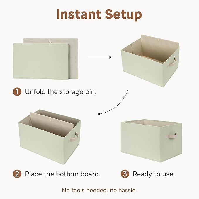 StorageWorks Storage Baskets for Shelves, Closet Organizers and Storage Basket, Fabric Clothes Organizer with Leather Handles