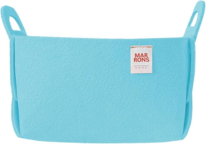 Collapsible Felt SKYBLUE Storage Bin Small 7.1"x5.1"x5.1" – Foldable Basket with Handles for Closet, Toy Storage, Laundry Roo