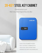 Uniclife 20 Position Key Cabinet with Combination Lock Resettable Blue Digital Security Storage Box Steel Key Organizer with 