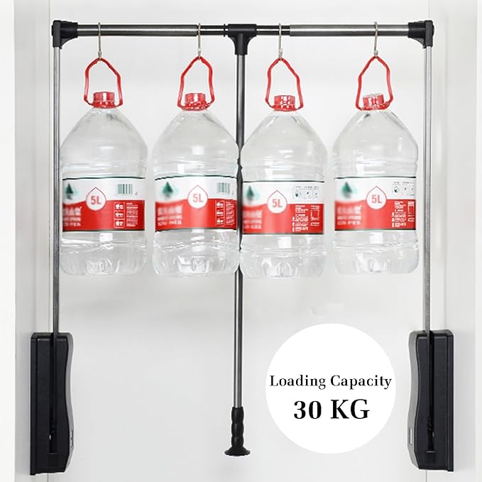 Pull Down Clothes Rail,Extendable Wardrobe Rod,Heavy Duty Hanger,Adjustable Telescopic Lift Rod,for Hanging Clothes Wardrobe,