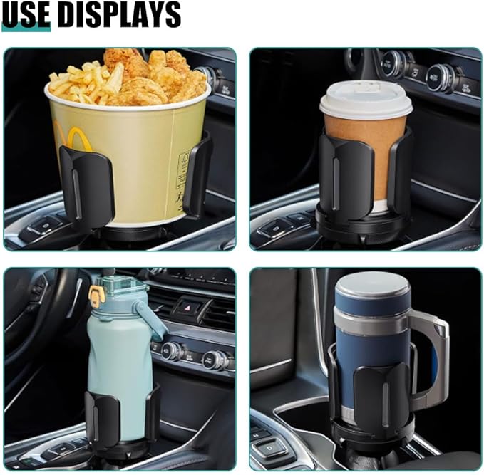 Car Cup Holder Expander, All Purpose Cup Holder Adapter with Adjustable Base, Auto Cup Organizer Expander Holder Compatible with 3.04" to 5.25" Bottles, Mugs, Drinks, Foods (2 PCS)