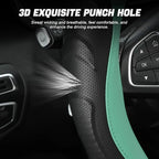 Leather Steering Wheel Cover, Auto Car Stretch Steering Wheel Protector, Universal 15 Inch Anti-Slip Breathable Odorless Stee