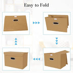 STOREONE Fabric Storage Cube Bins Foldable Organizer Container Collapsible Basket with Lids and Metal Handles, for Home, Bedr