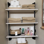Industrial Pipe Shelving Rustic White Pipe Wall Shelves Bathroom Shelves with Wood Planks Industrial Floating Shelves 30 Inch