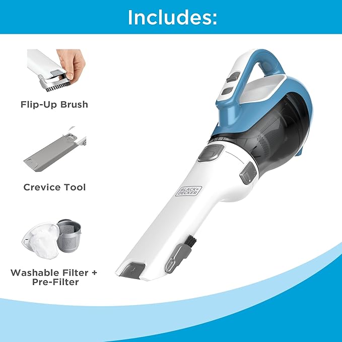 BLACK+DECKER dustbuster AdvancedClean Handheld Vacuum Cordless, Compact Home and Car Vacuum with Crevice Tool ,Rotating Nozzl