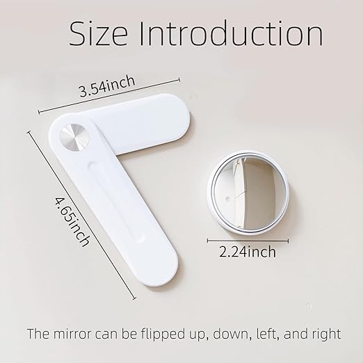 Premium Adjustable Computer Monitor Rear View Mirror，Desk Blindspot Office Cubicle to See Behind You，Stick-on Convex Mirror with Bracket for Personal Safety or Privacy Decor Accessories ( White )