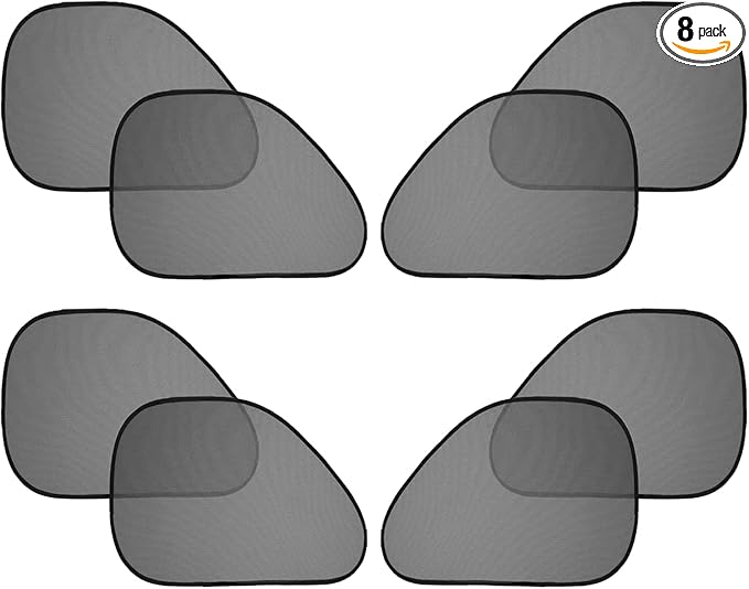 VaygWay Baby Window Sun Shade- Car Accessories Side Sun Visor- Kids Pets Seat 2 Pk- Sun Glare UV Rays Protection- 8 Pk