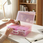 novelinks Transparent 4" x 6" Photo Cases and Clear Craft Keeper with Handle, 16 Inner Photo Organizers & Photo Storage Box, 