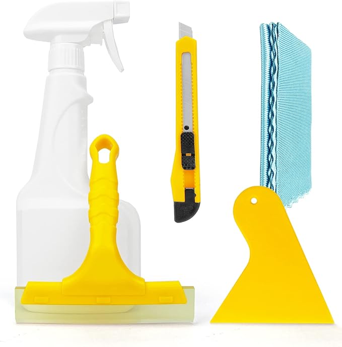 Professional Window Film Tint Install Tool Kit for Home Auto Glass Film Tint, Vinyl Film Tool Kit with 500ml Spray Bottle, Rubber Squeegee, Scraper, Utility Knife
