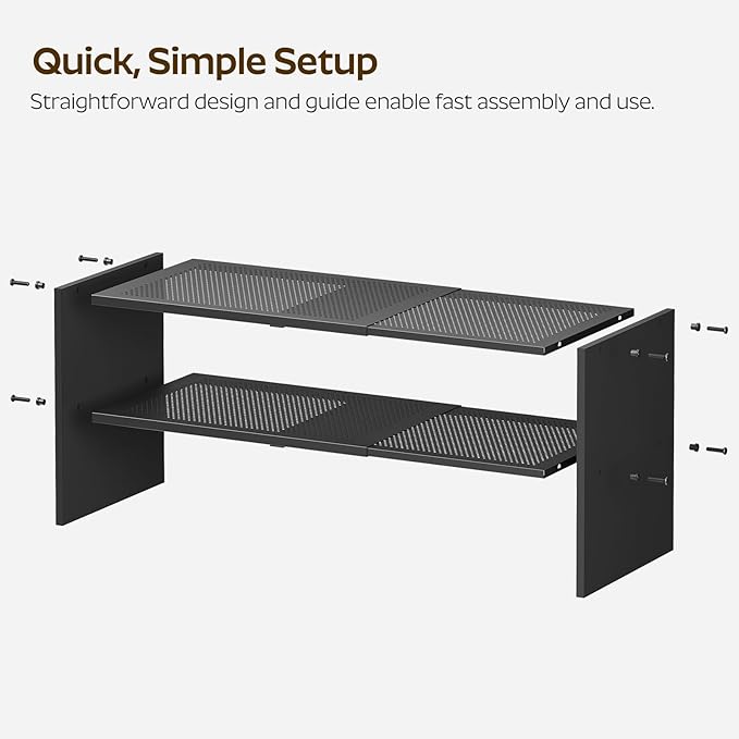 YATINEY Expandable Shoe Rack, 2-Tier Adjustable Entryway Shoe Organizer, Stackable Closet Shoe Rack for Small Space, Compact 