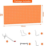TORACK Metal Pegboard Wall Organizer 24" x 24" or 12" x 48", 70 PCS Tools Storage Pegboard for Garage, Modular Pegboard, Tool