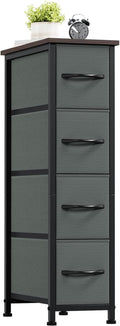 Somdot Narrow Dresser with 4 Drawers, Slim Storage Organizer Chest of Drawers with Removable Fabric Drawers for Small Spaces 