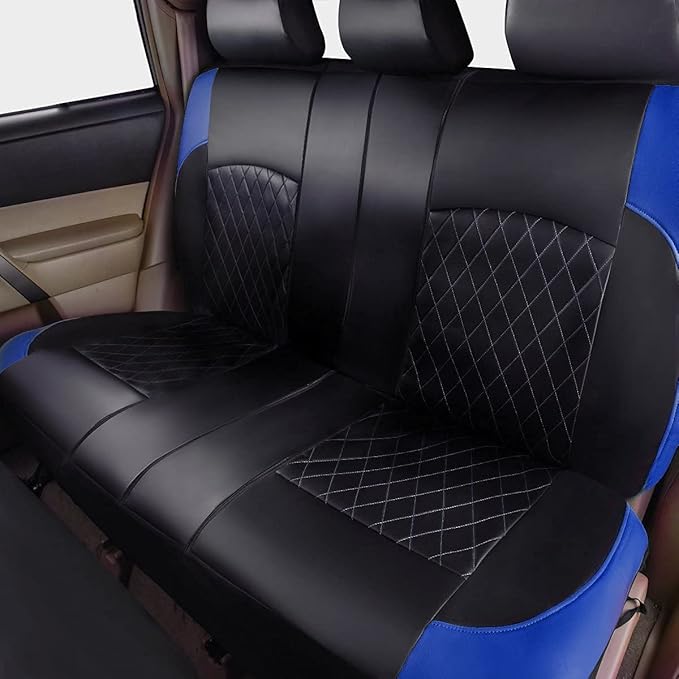 Universal Deluxe Pu Luxury Vinyl Faux Leather Car Seat Covers Full Set, Airbag Compatible, Breathable, Fit for Cars, Trucks, 