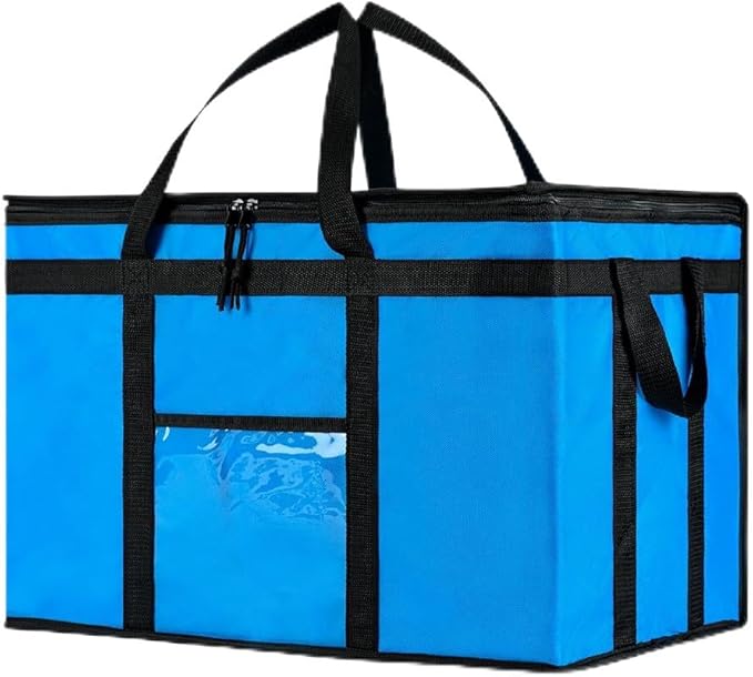 NZ home Insulated Bags for Food Delivery (3XL) Grocery Shopping Cooler Bag, Pizza Delivery, Hot & Cold Catering Tote, Reusable, Foldable & Heavy Duty (Blue)