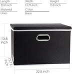 PRANDOM Extra Large Collapsible Storage Bins with Lids [3-Pack] Linen Fabric Foldable Storage Baskets Boxes Organizer Contain