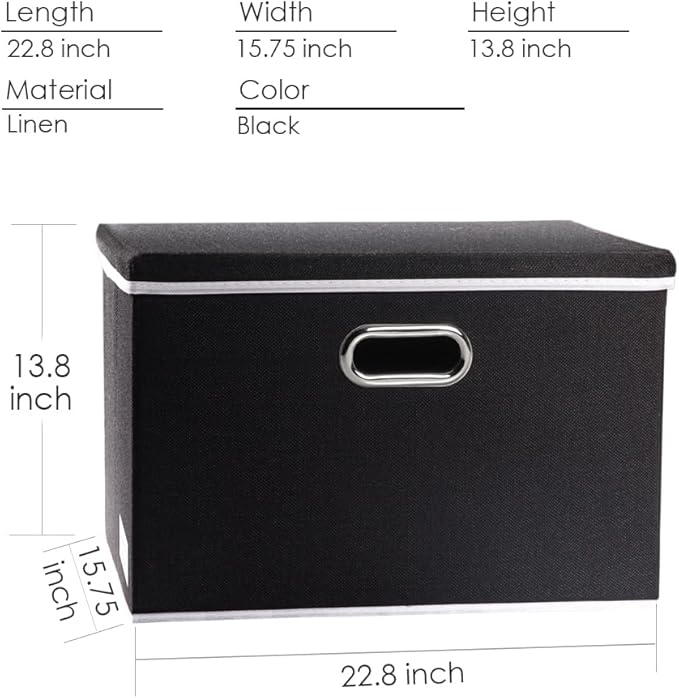PRANDOM Extra Large Collapsible Storage Bins with Lids [3-Pack] Linen Fabric Foldable Storage Baskets Boxes Organizer Contain