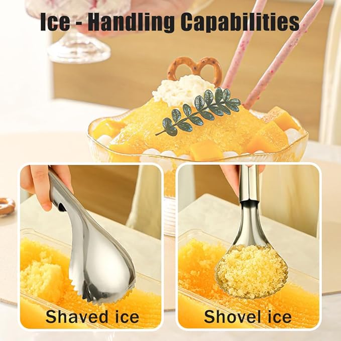 Serrated Ice Crusher Spoon,Multipurpose Metal Ice Scoop Ice Cream Scoop for Smoothies Shaved Ice Frozen Cocktails,Fruit Corer