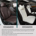 OGLAND 2 Pack Fluffy Fuzzy Fur Sheepskin Car Seat Covers for Universal Auto Plush Seat Cushion Accessories (White)