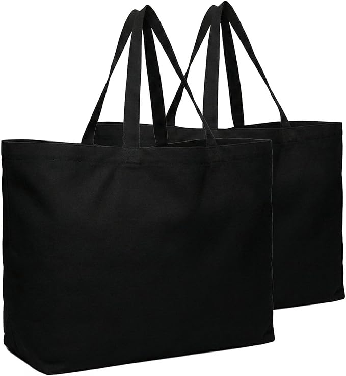 Extra Large Canvas Tote Bag - Big Reusable Grocery Shopping Heavy Duty Foldable