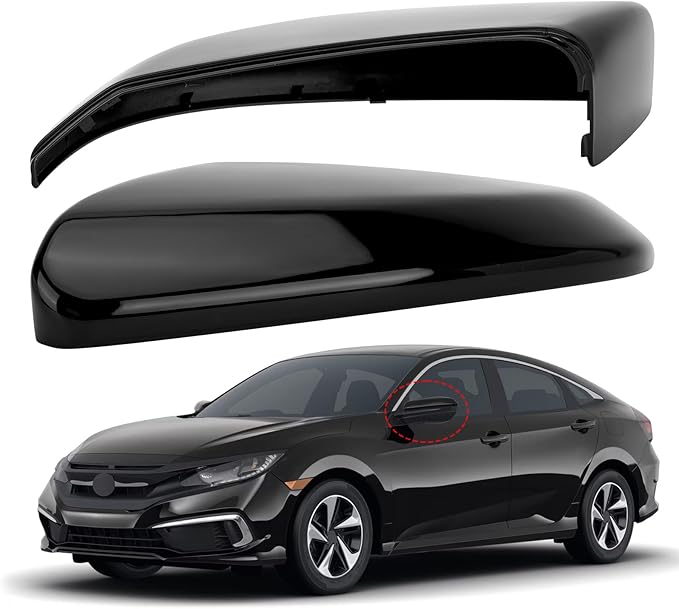 Driver Side Mirror Cover Replacement for Honda Civic 2016-2021, Insight 2019-2021 - Left Side Mirror Covers, Rear View Mirror Cap Black