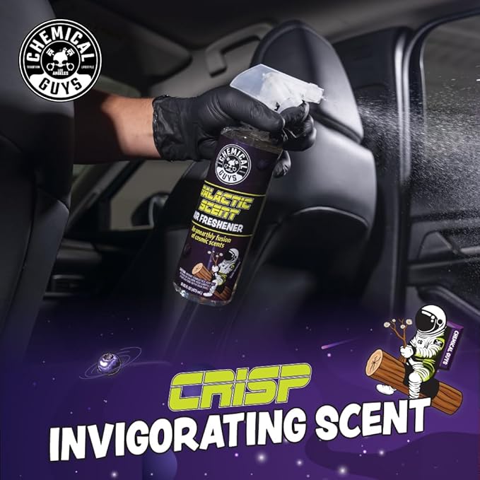 Chemical Guys Galactic Scent Air Freshener and Odor Eliminator, 16 fl oz with 3 Pack of Hanging Air Fresheners (Great for Car