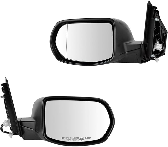 TRQ 2 Piece Driver and Passenger Side Mirror Assembly Set Electric Adjustment Non-Heated No Memory Black Compatible with 2012