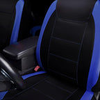 Flying Banner car seat Covers Protects Water Proof Faux Leather Carbon Fiber Front and Rear Bench (Blue Black, Full Set - 9PC