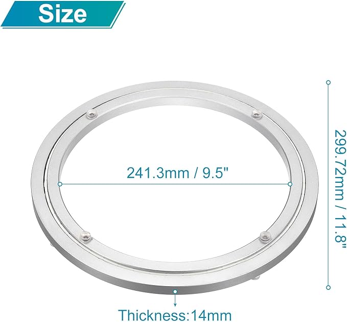 MECCANIXITY Aluminum Lazy Susan 12 Inch Muffler Turntable Ring Bearing Metal Rotating Turntable Bearings Swivel Plate Hardwar