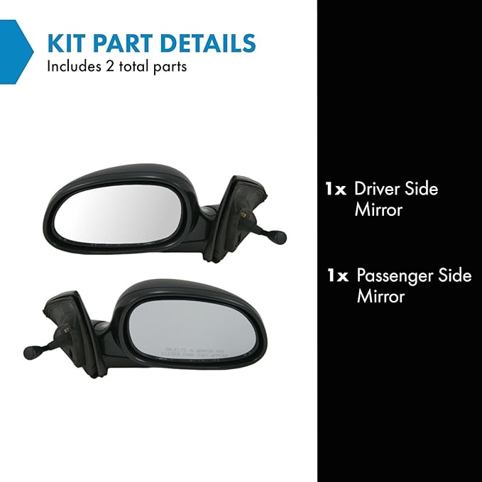 TRQ Driver and Passenger Side Mirror Assembly Set Manual Foldaway Paint to Match Smooth Compatible with 1992-1995 Honda Civic