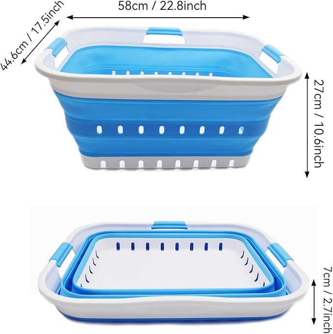 SAMMART 42L (11 gallon) Collapsible Plastic Laundry Basket - Foldable Pop Up Storage Container/Organizer - Space Saving Hampe