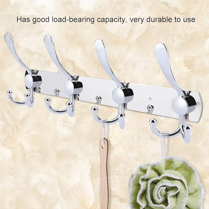 Stainless Steel Wall Hooks for Clothes, Multifunctional Towel Hat Rack Organizer, Wall Mounted Coat Rack Durable Hangers for 