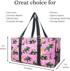 NGIL Extra Large Utility Tote Reusable Grocery Bag Oversized Collapsible for Groceries, Storage, Picnic, Beach (Tractor Farm-Black)