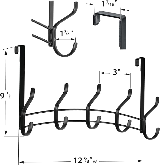 LYNK Professional® Home™ Over the Door Hooks - 10 Hook – Over the Door Coat Rack - Over the Door Hanger - Hanging Towels or C