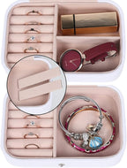 Hatori Travel Jewelry Box, PU Leather Small Jewelry Organizer for Women Girls, Portable Mini Travel Case Display Storage Hold