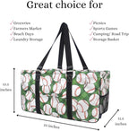 NGIL Extra Large Utility Tote Reusable Grocery Bag Oversized Collapsible for Groceries, Storage, Picnic, Beach (Baseball Field- Black)