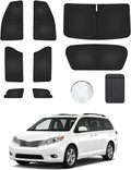 8PCS Window Shades for Toyota Sienna 2013-2018 Accessories – Full Coverage Sun Shade for Side Windows, Rear Triangular & Windshield – UV Protection & Privacy for Camping, Napping, Relaxing