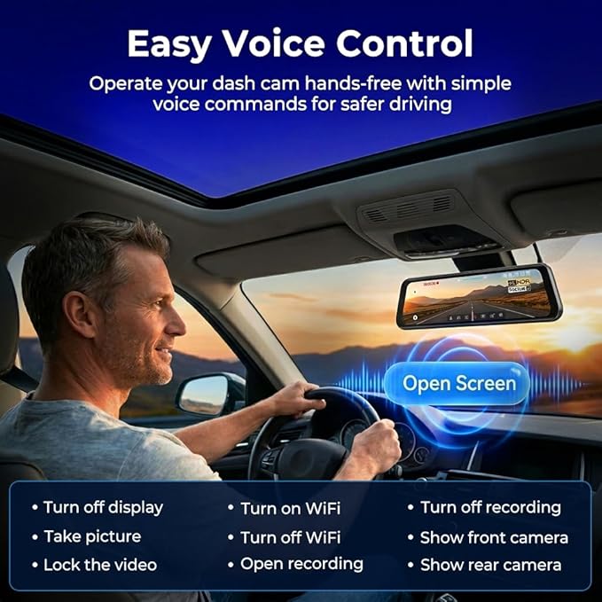 LD4K Max Mirror Dash Cam with 4K Front and 2.5K Rear Camera, STARVIS 2 Sensor, with ADAS BSD LCA Smart Mode, GPS, G-Sensor, L