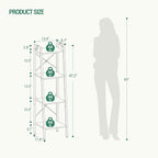 Hzuaneri Ladder Shelf, Bookshelf Bookcase, Freestanding Corner Storage Shelve with 2 Hooks for Home Office, Living Room, Kitc