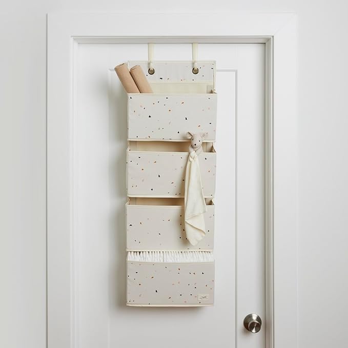 3 Sprouts Over the Door Organizer -Hanging Baby Organizers & Storage with 4 Large Pockets & 2 Hooks for Baby Clothes, Toy, St