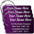 Customized Luggage Tags for Suitcases - Anodized Aluminum Luggage Tags - Laser Engraved Metal SuitcaseTags Pack of 4 (Purple,