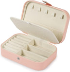 Travel Jewelry Box, PU leather Small Jewelry Organizer For Female Girls, double layer portable mini travel case for storing e