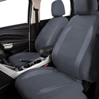 Flying Banner car seat Covers Protects Water Proof Faux Leather Carbon Fiber Front and Rear Bench Split 40/60 50/50 60/40(Gra