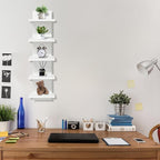5 Tier Shelves for Wall, Decorative Wall Mounted Vertical Shelving Column Decor 30 Inch H Mounted Floating Storage Organizer 