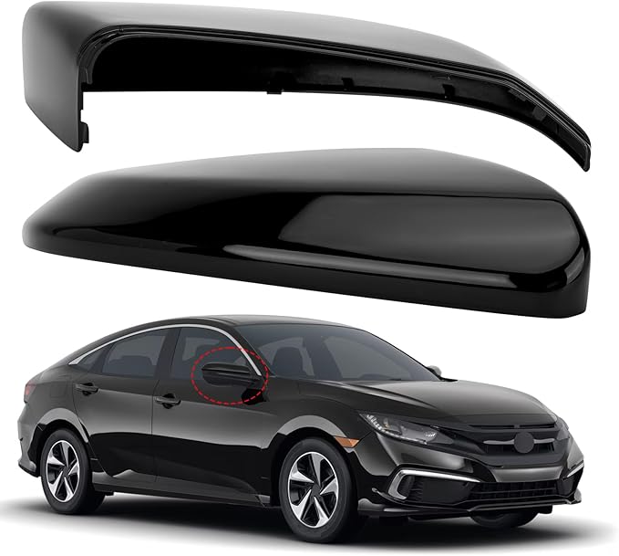 Passenger Side Mirror Cover Replacement for Honda Civic 2016-2021, Insight 2019-2021 - Right Side Mirror Covers, Rear View Mirrors Cap Black